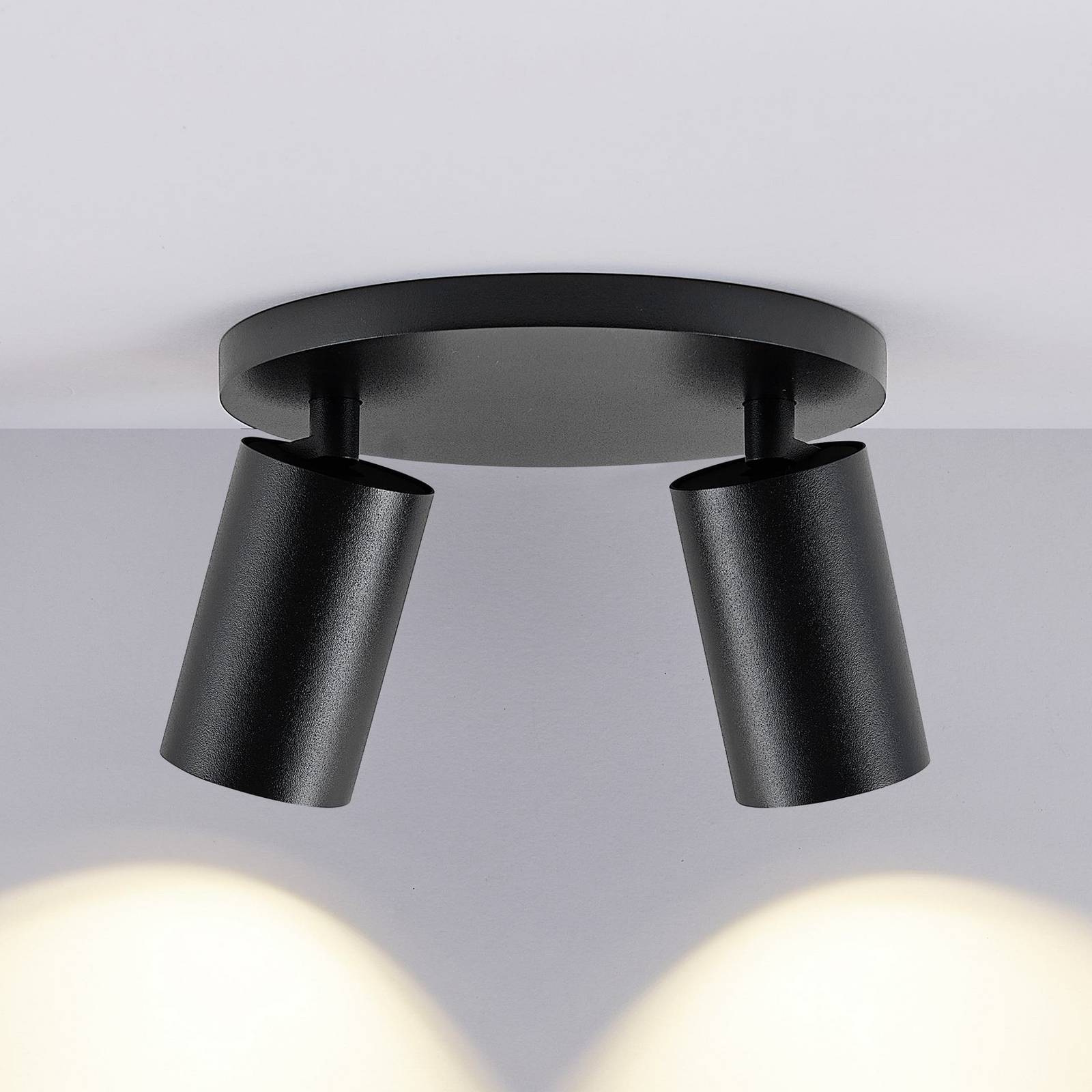 Deckenspot CAN TILT, schwarz, Ø 20 cm, 2-flammig Metall GU10 günstig online kaufen