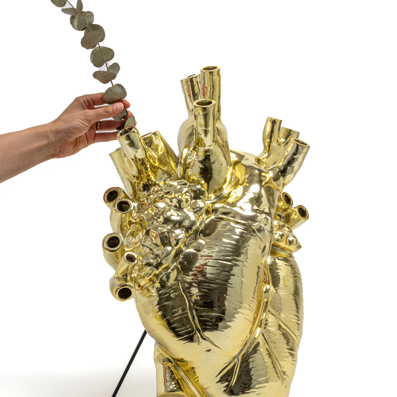 Love In Bloom Giant Resin Heart Vase Gold - Seletti