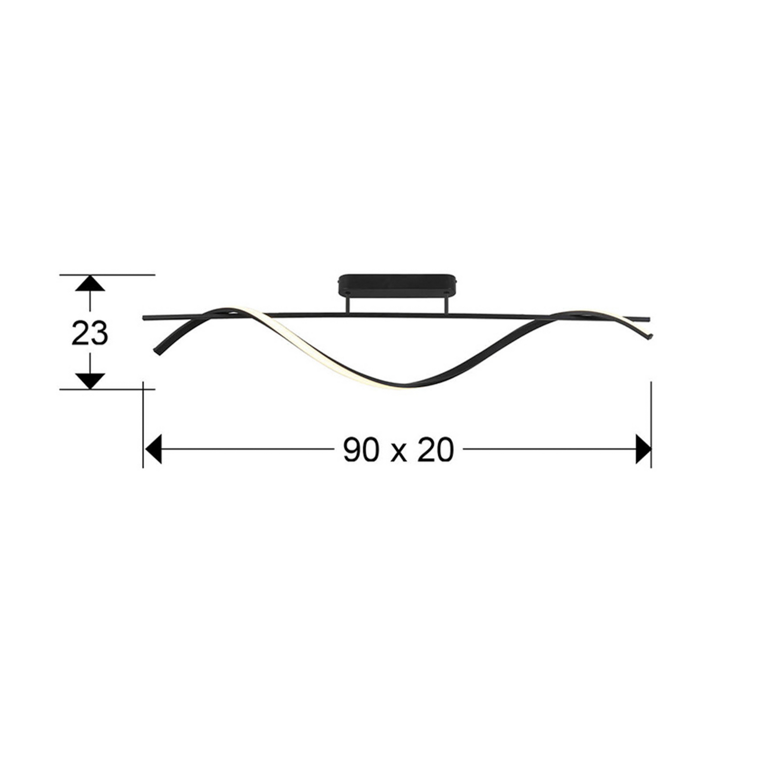 Plafonnier LED Boa, noir mat, longueur 90 cm, métal Plafonnier LED Boa, noir mat, longueur 90 cm, métal