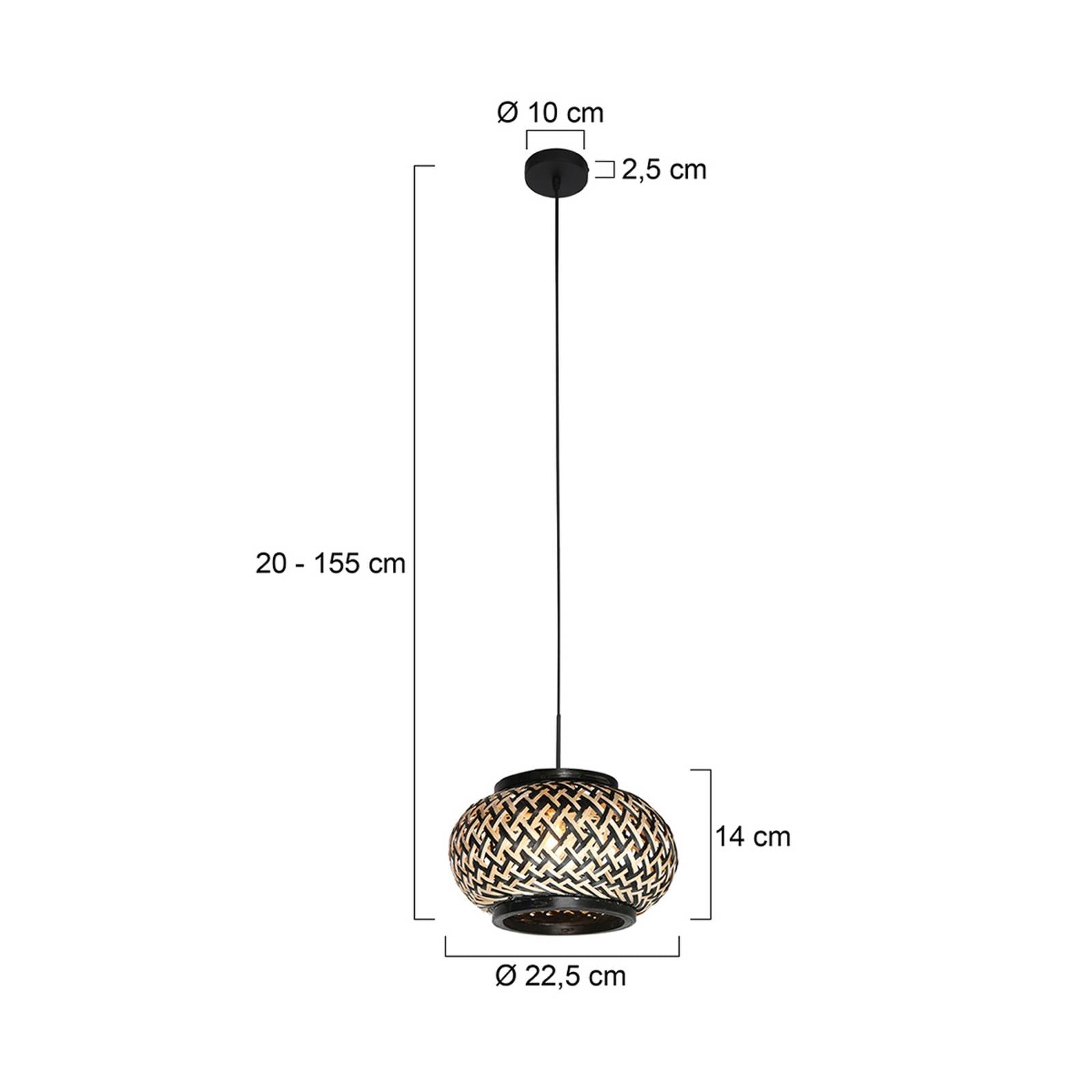 Steinhauer Suspension NoxLight, à 1 lampe, noire, tressage de bambou