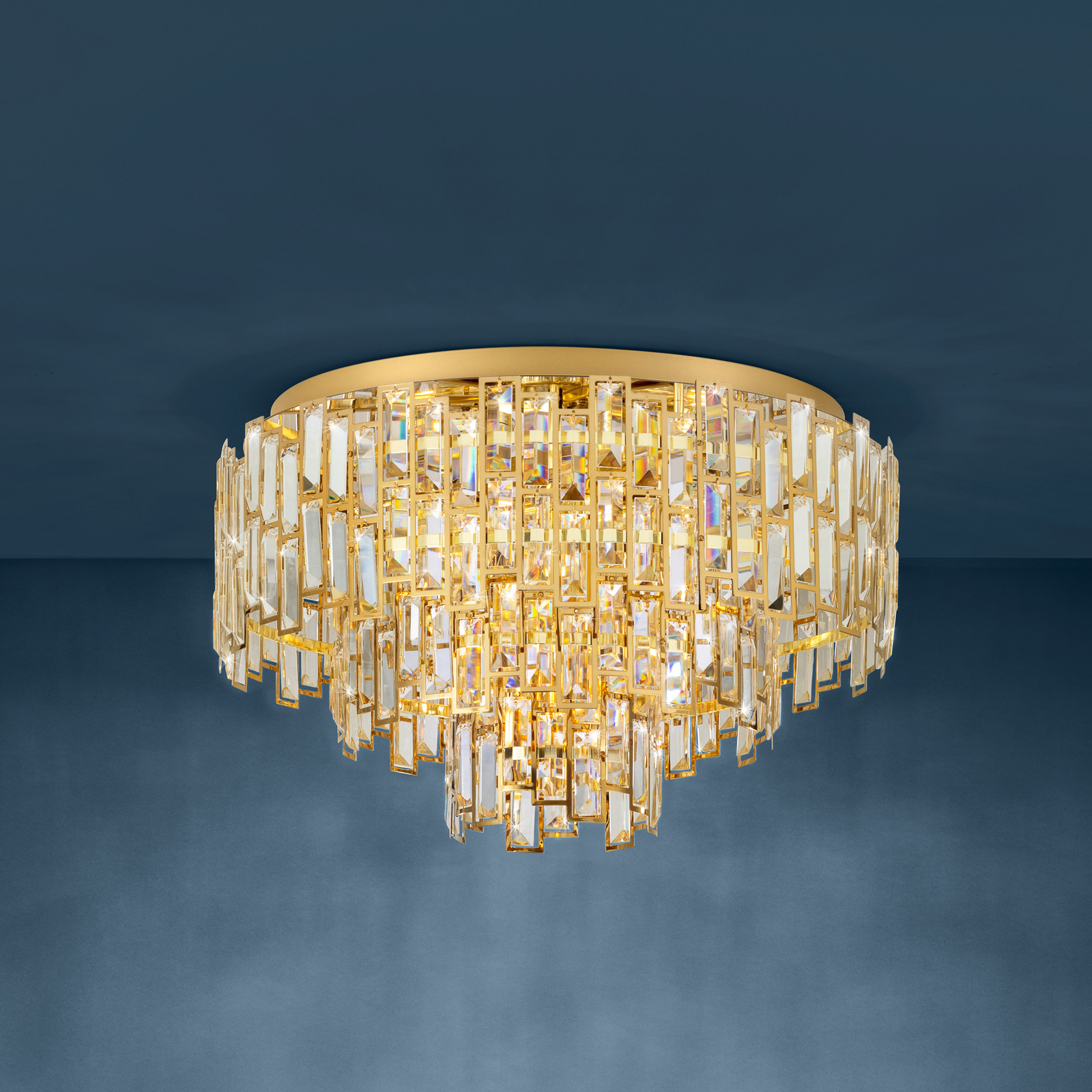 Plafonnier Calmeilles en laiton, Ø 63 cm, verre - Stars of Light