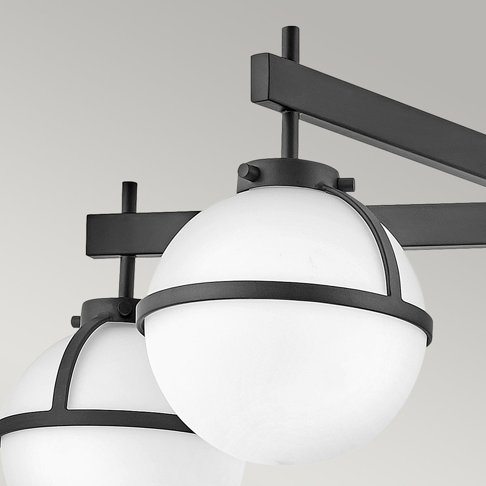 Plafondlamp Hollis, 5-lamps, zwart/opaal