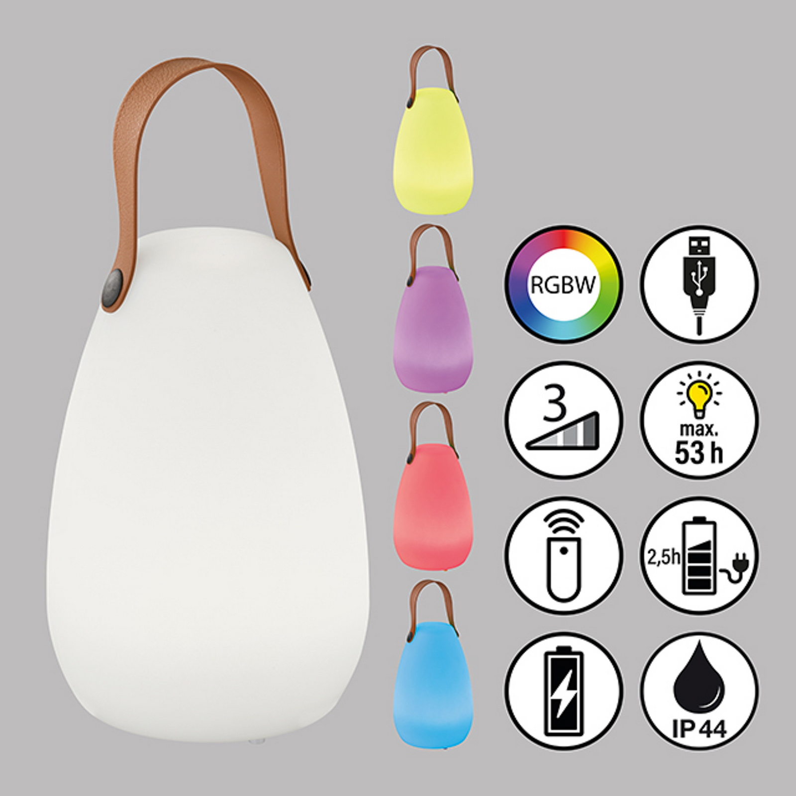 Ruby LED table lamp with RGB colour change, Ø 14 cm Ruby LED table lamp with RGB colour change, Ø 14 cm