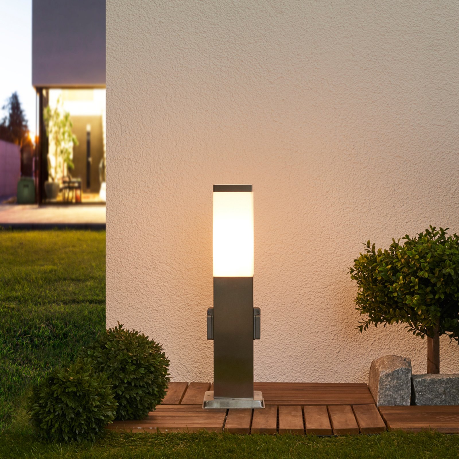Lorian Lampe de Jardin Stainless Steel/White - Lindby