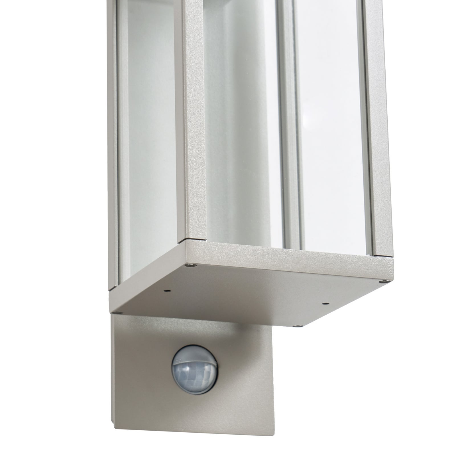 Lucande LED āra sienas lampa Ferdinand, gaiši pelēka, sensors