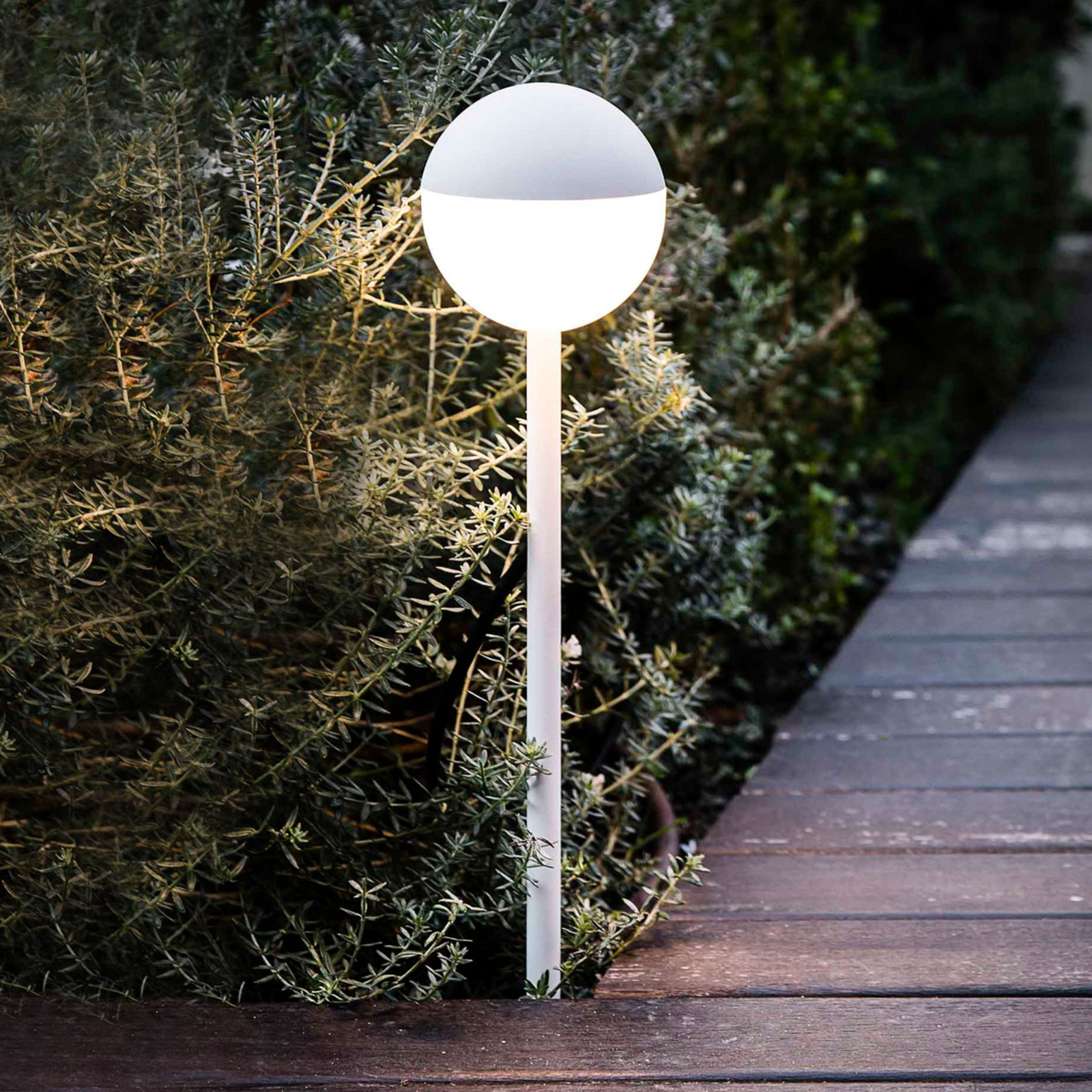 FARO BARCELONA Piccola LED path light, ground spike in white, aluminium, plastic, 6 W, energy efficiency: A+, H: 60.5 cm