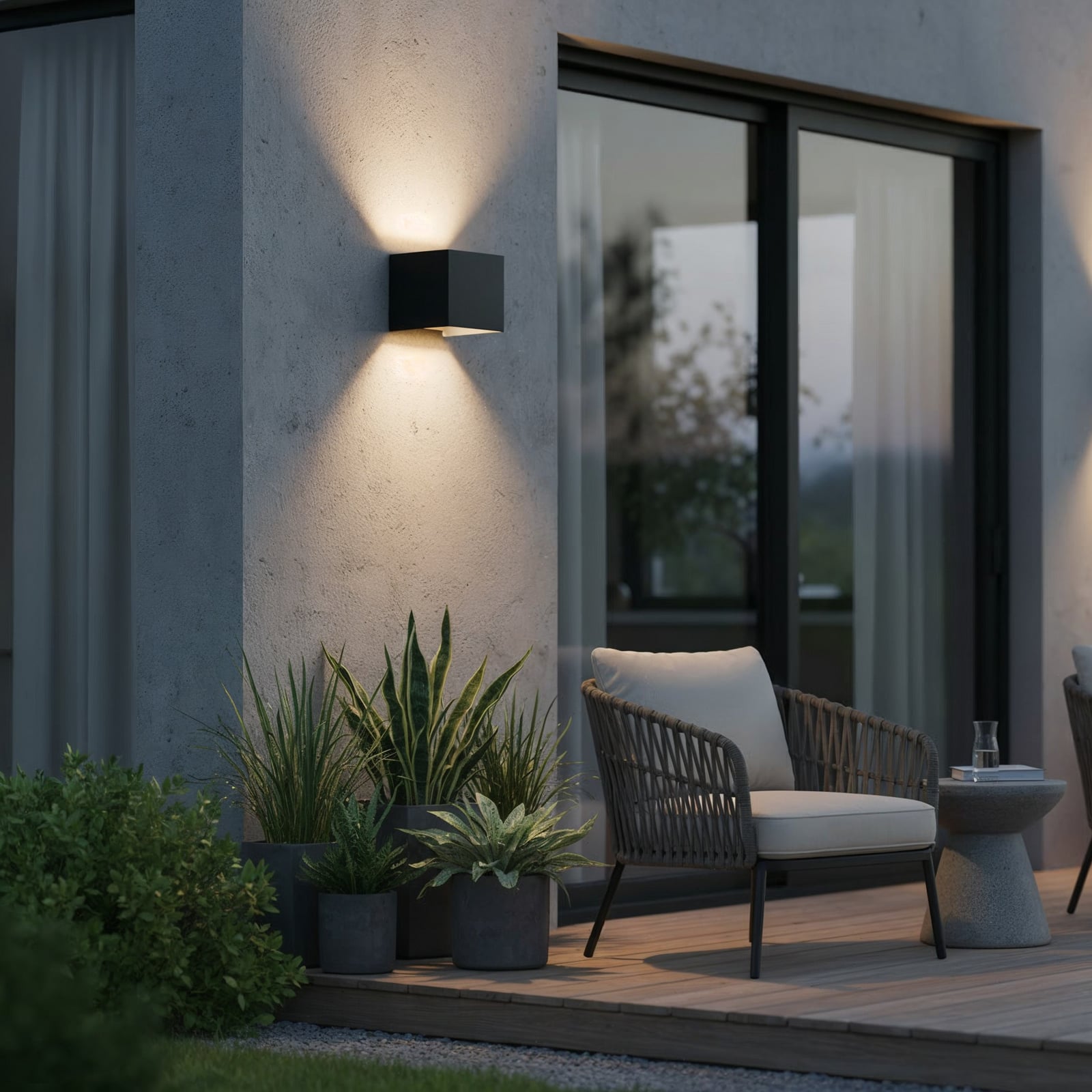 Ideal Lux utendørs vegglampe Atom, svart, 10 cm, metall