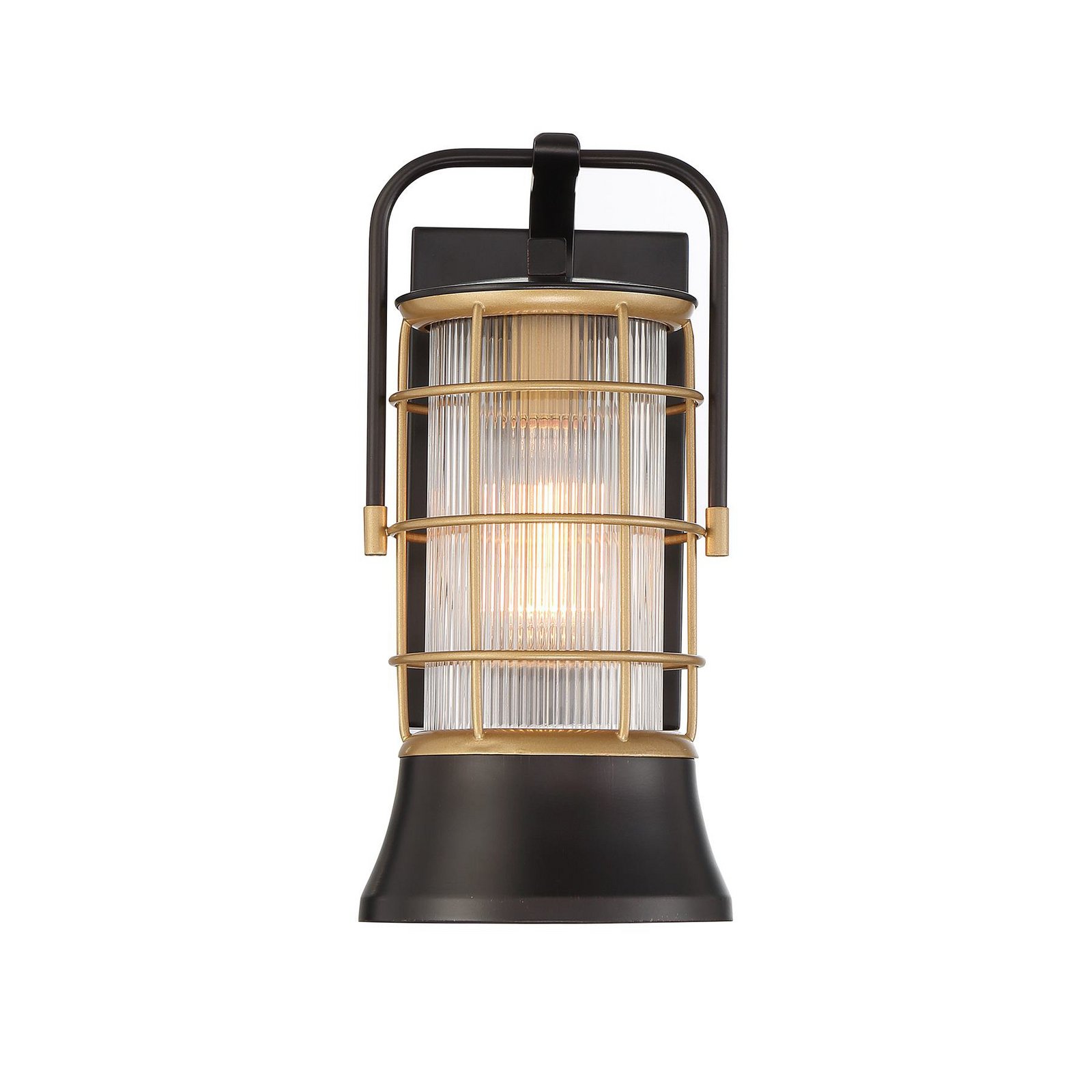 Aplique de exterior RIVAMAR, altura 34 cm, negro/dorado, IP44 E27