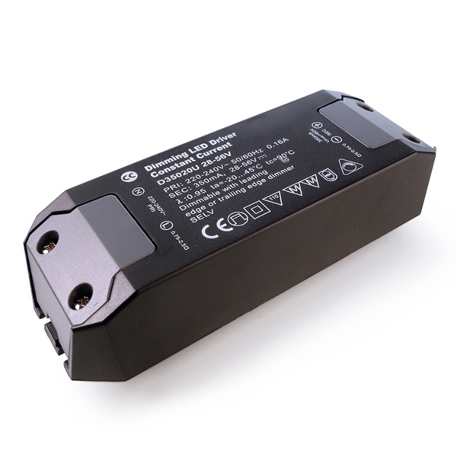 Deko-Light Dimmable LED power supply unit 350 mA for COB95, plastic, L: 12.7 cm, W: 4.4 cm, H: 2.8 cm