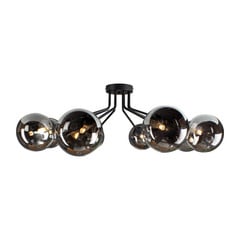 Plafonnier Neptune noir, 8 sphères de verre fumé