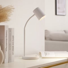 Lampada da tavolo Lindby Radka, bianco, plastica, GU10, braccio flessibile