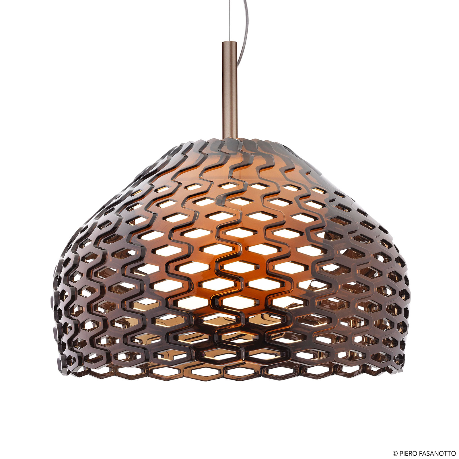 Flos FLOS Tatou S2 hanging light, ochre grey, for Living / Dining Room, polycarbonate, E27, 205 W, energy efficiency: A++, H: 31.9 cm