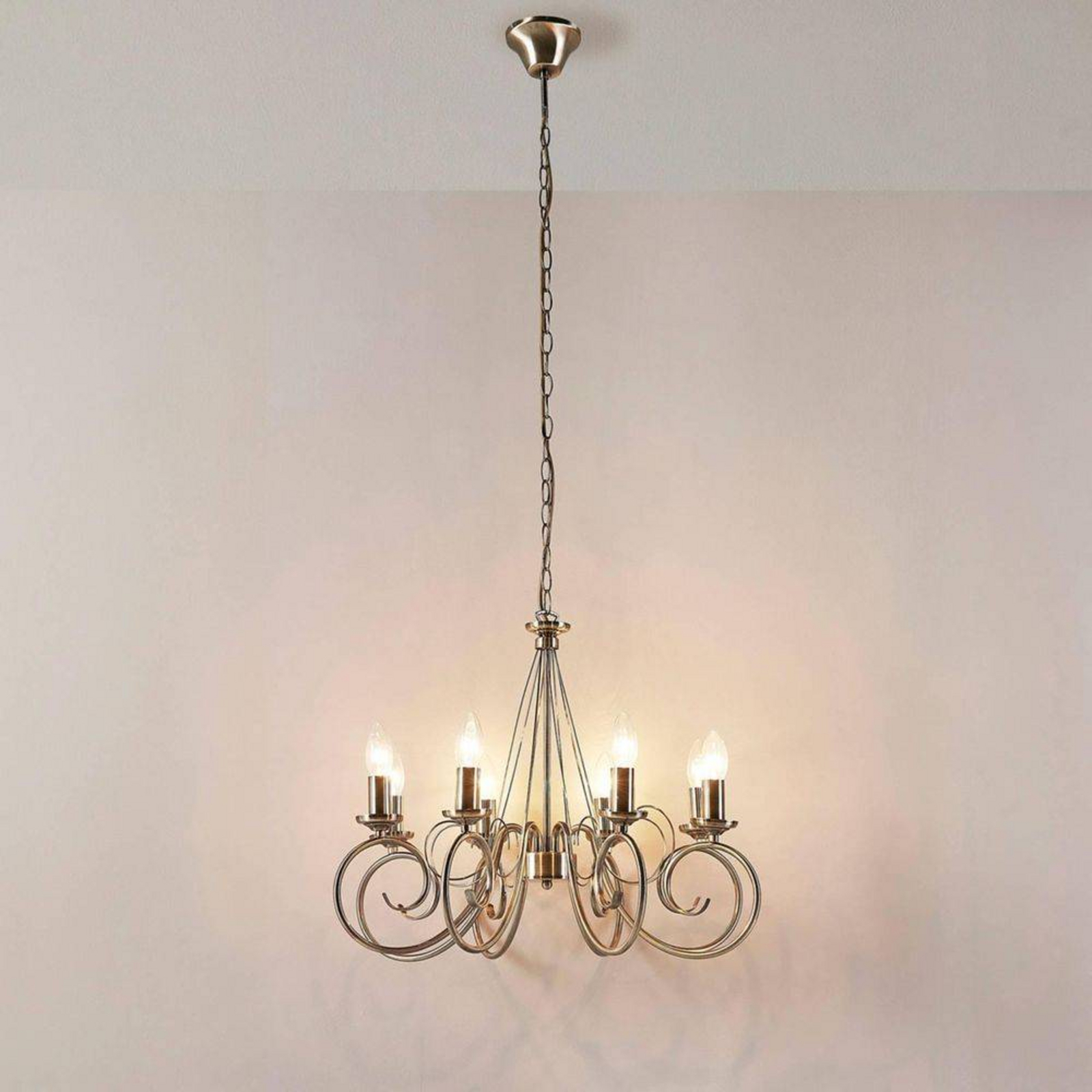 Marnia 8 Kroonluchter Antique Brass - Lindby