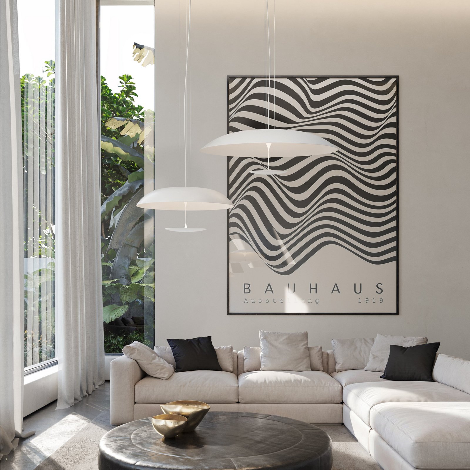 Karman LED pendant light BLANCO, Ø 92 cm, white, metal