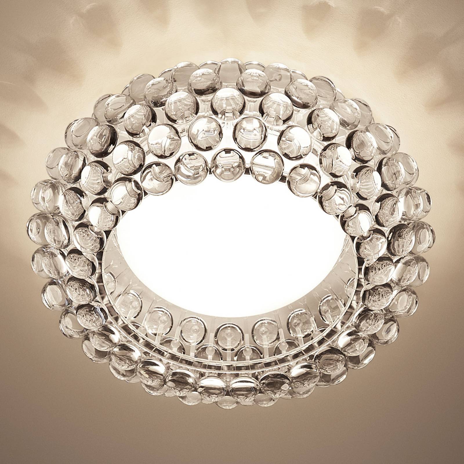 FOSCARINI Foscarini Caboche ceiling light, transparent, for Living / Dining Room, handblown glass, polycarbonate, polymethyl methacrylate, aluminium, metal, R7s, 120 W, energy efficiency: A++, H: 19 cm