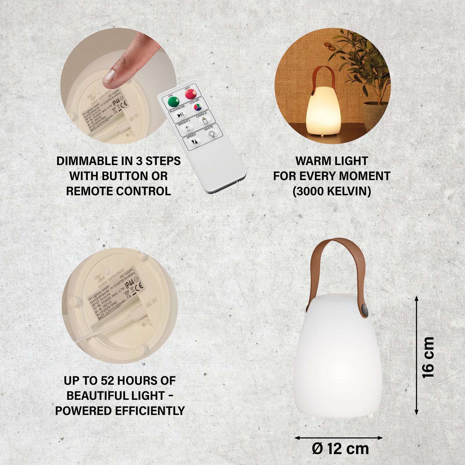 Lampe à poser LED rechargeable Ruby, hauteur 16 cm, plastique, USB Lampe à poser LED rechargeable Ruby, hauteur 16 cm, plastique, USB