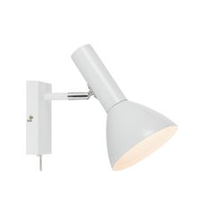 Metro væglampe, hvid, med kabel og stik