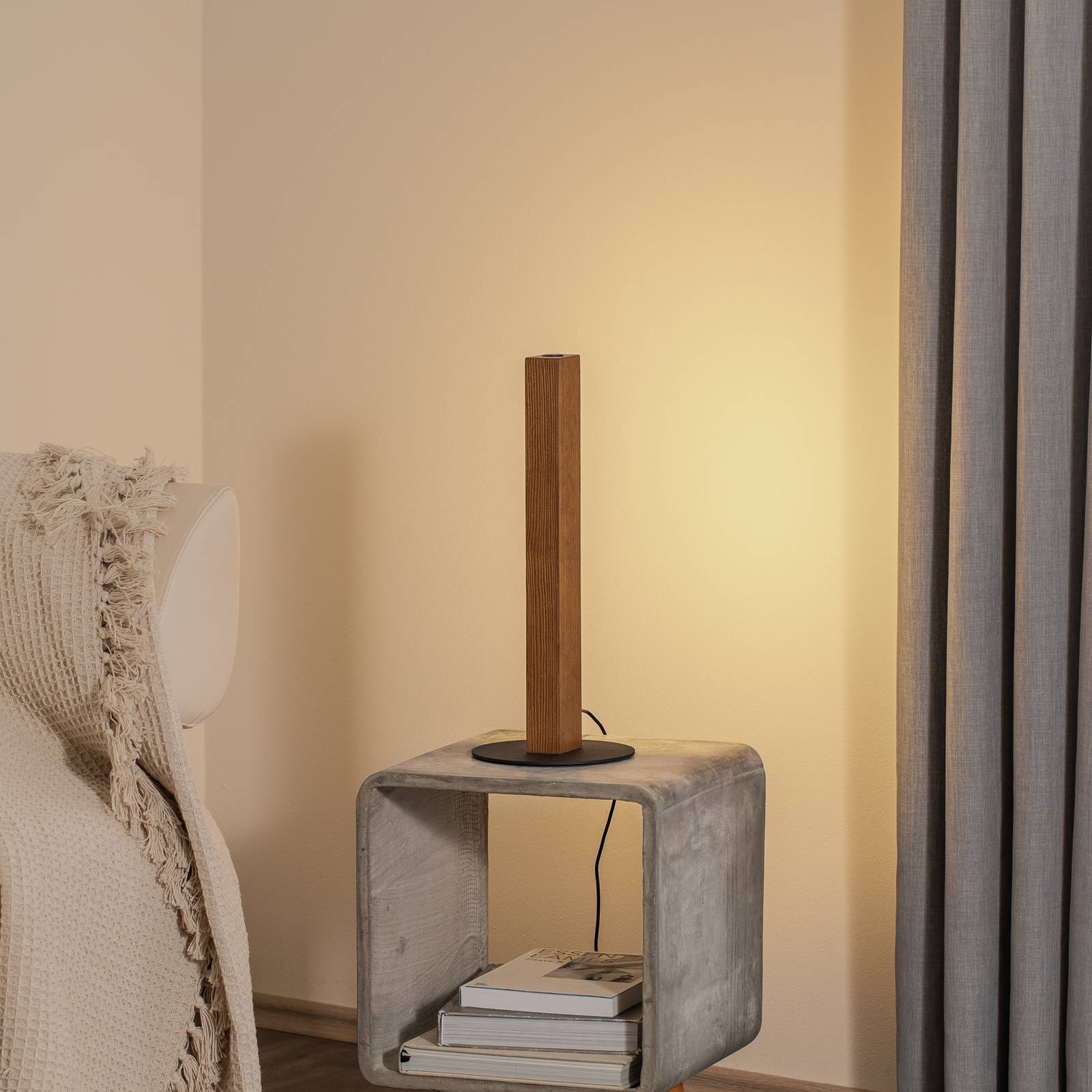 LED-Holztischleuchte Teo, kiefer, 42 cm, Touchdimmer günstig online kaufen