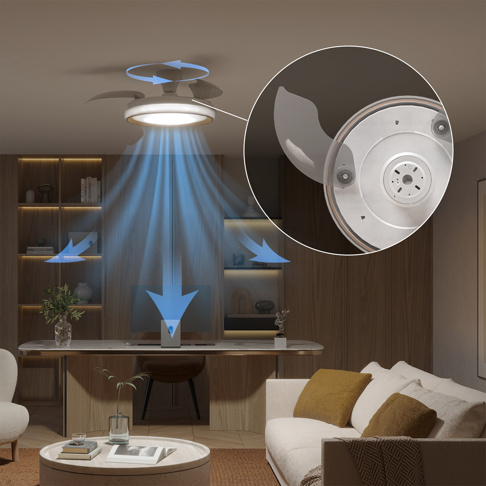 Wentylator sufitowy LED Philips Bliss, złoto-biały, cichy, CCT