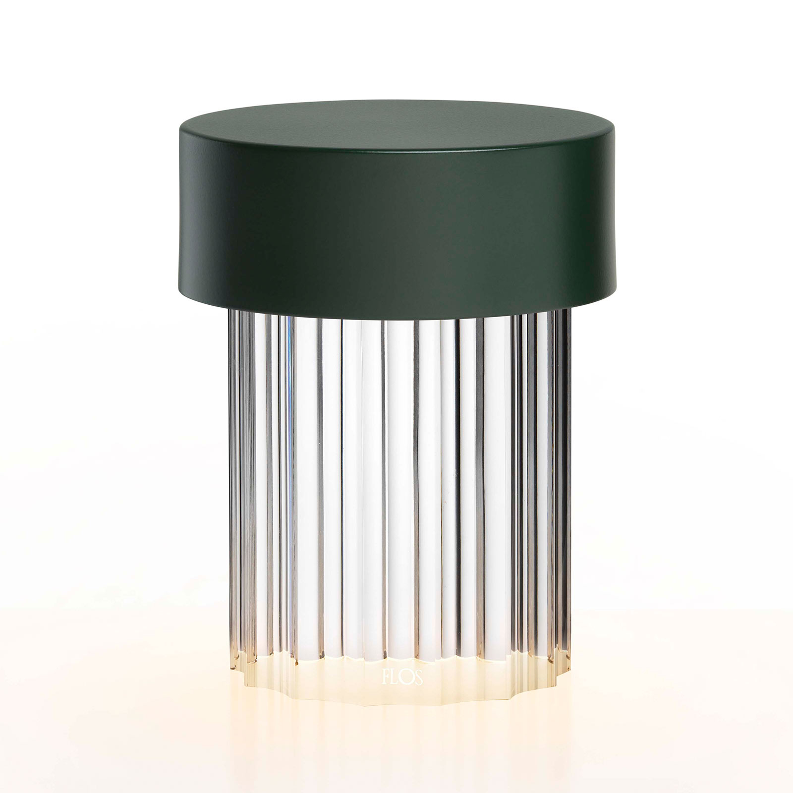 FLOS LED-Akkutischleuchte Last Order, geriffelt, Glas, IP55