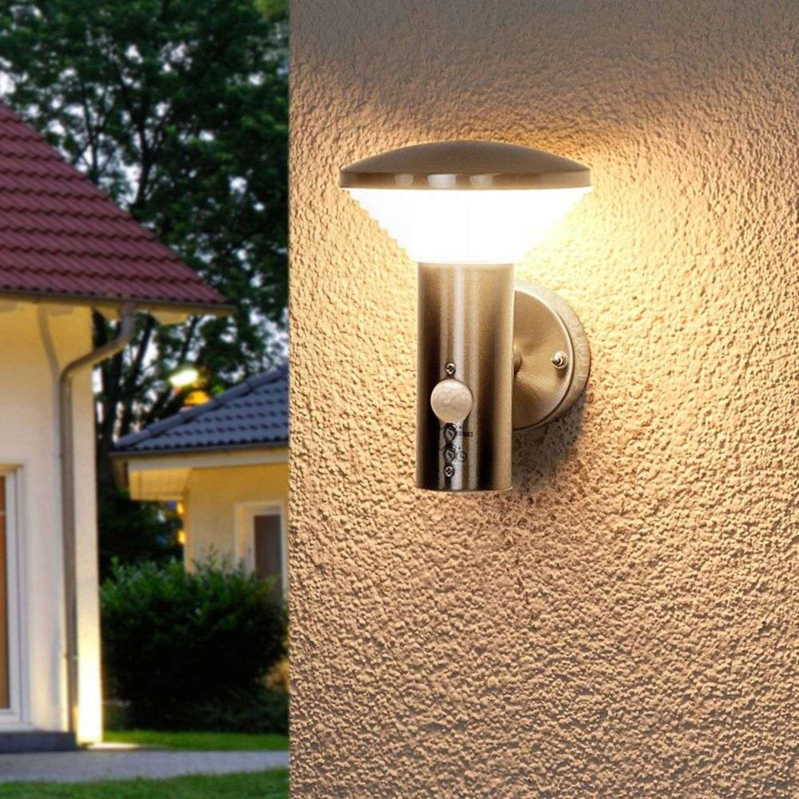 Tiga LED Aplica de Exterior w/Sensor Stainless Steel/White - Lindby