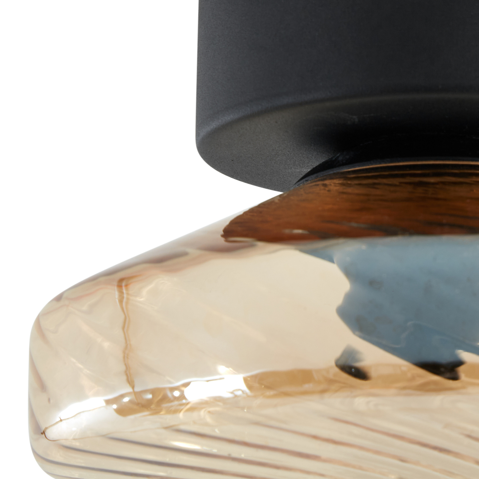 Stropné svietidlo Lindby Sylphie, Ø 20 cm, sklo, jantárová farba