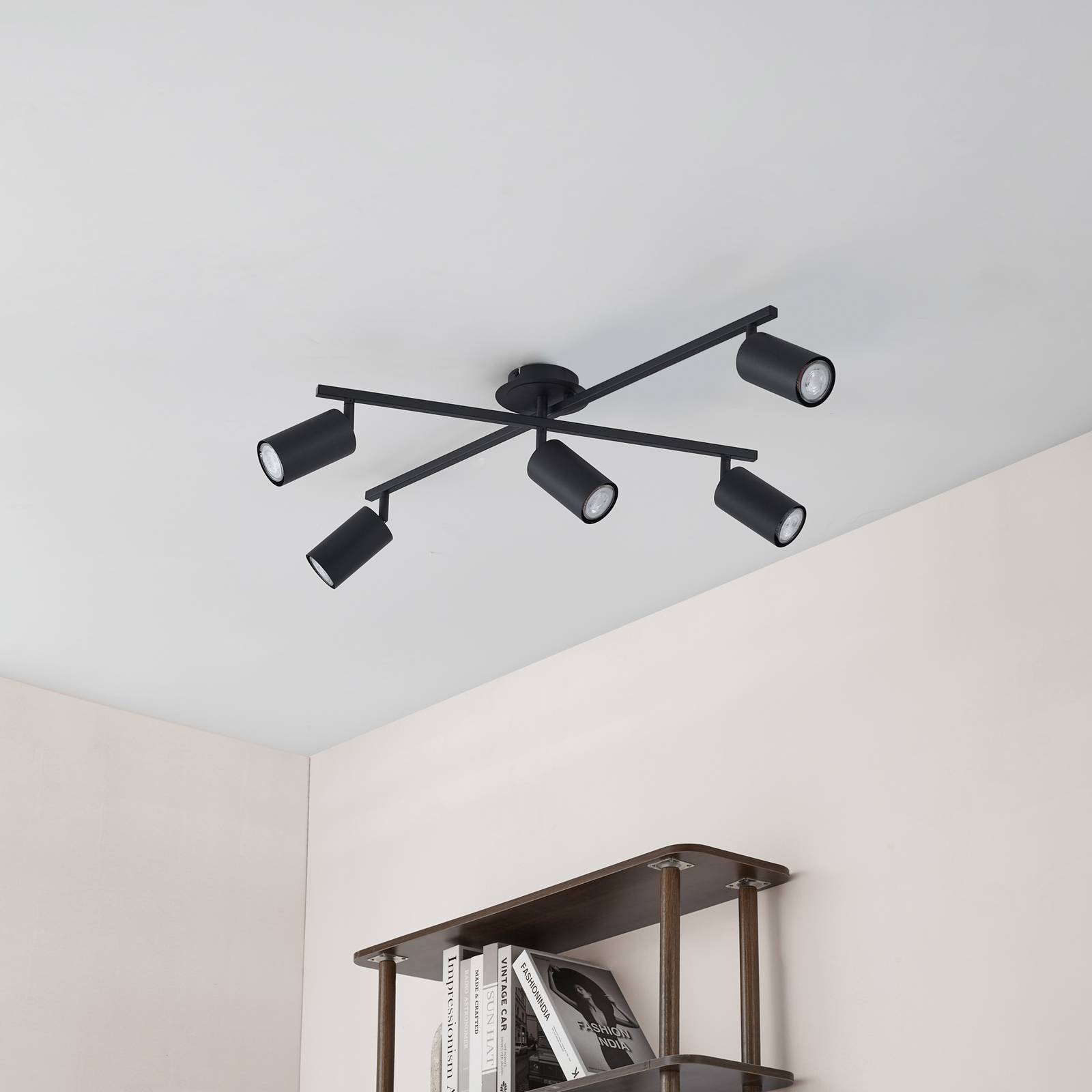 Lampa sufitowa Lindby Joffrey, 78 cm, czarna, 5-punktowa, GU10