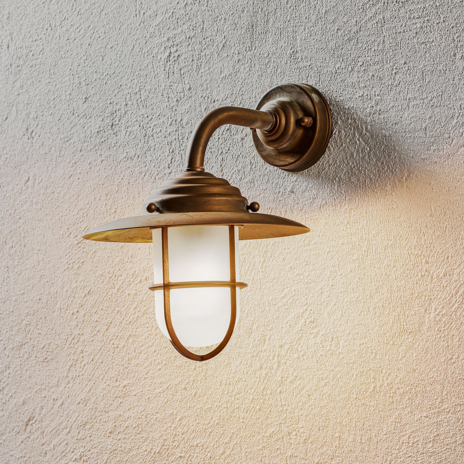 Antique outdoor wall light with grille, matt Glas