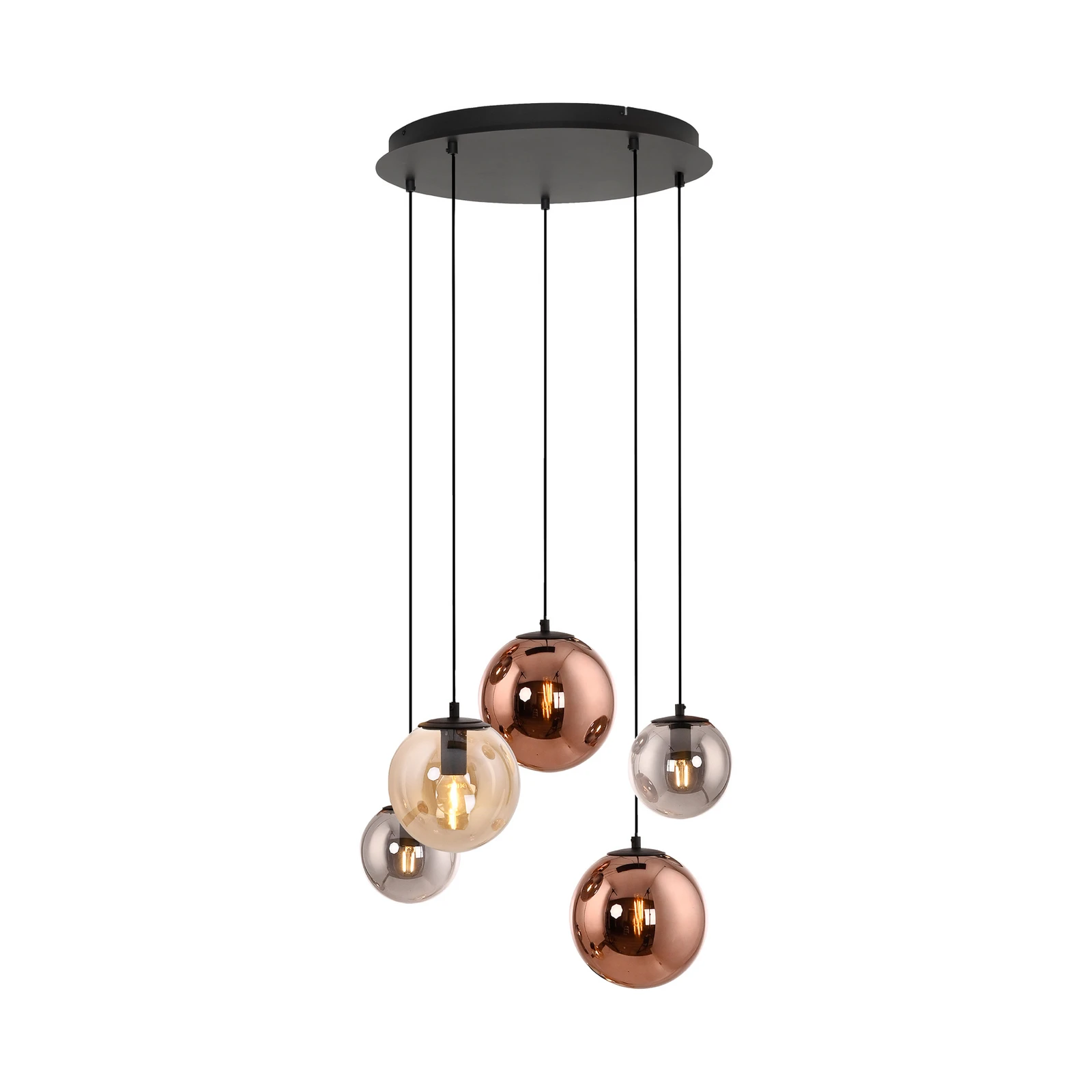 Shiny-riippuvalaisin, 5-lamppuinen, pyöreä, monivärinen, lasi, E14