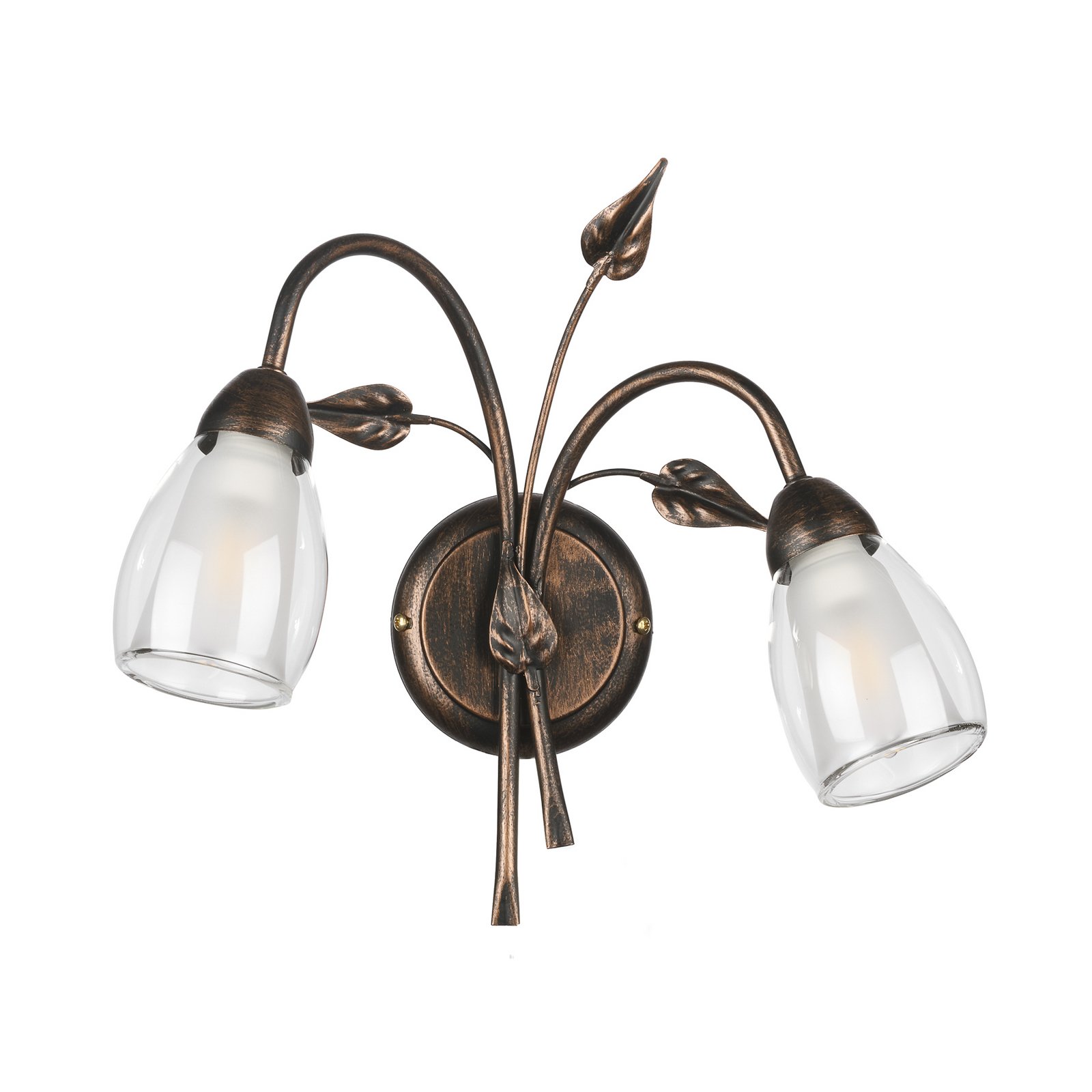 Liliana wall light, 2-bulb, black, rose gold, metal