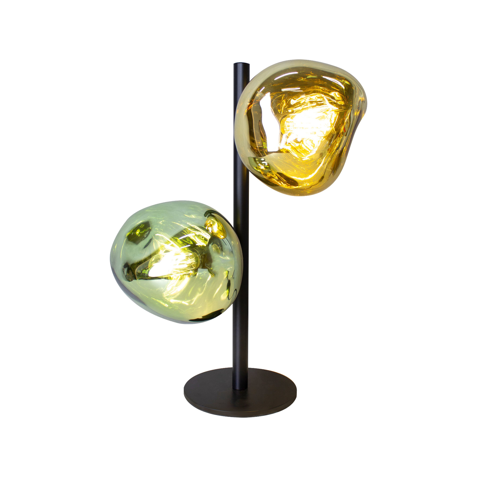 Canopus tafellamp goud/groen hoogte 40 cm 2-lamps glas E14