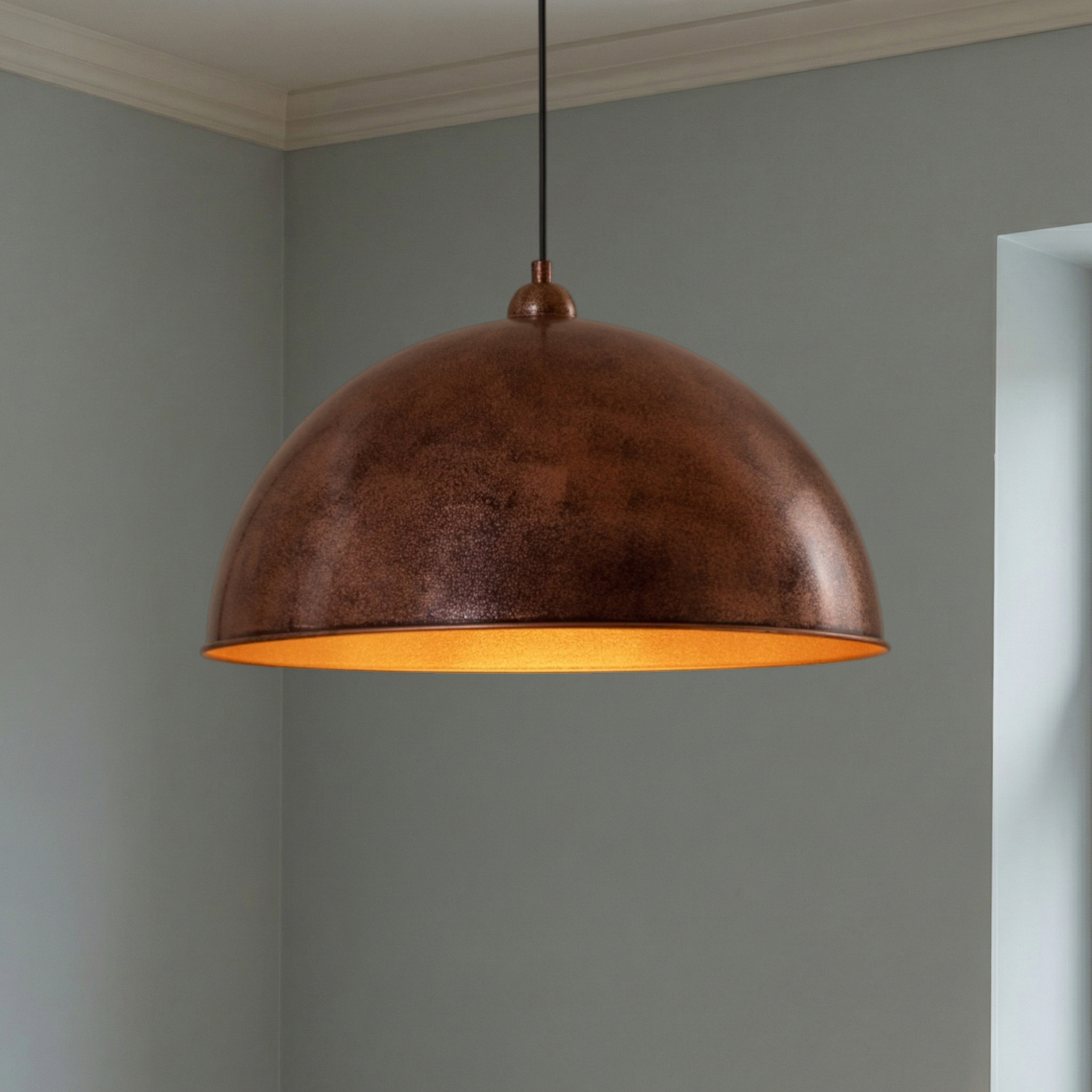 Casimir hengelampe, brent kobber, Ø 50 cm, metall, E27