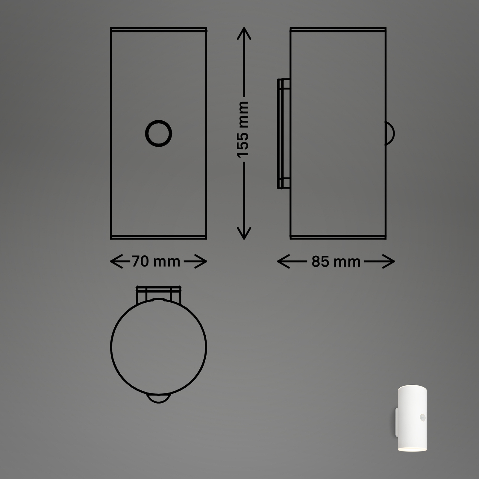 LED dobíjacie vonkajšie nástenné svietidlo 3787016, biele, senzor,