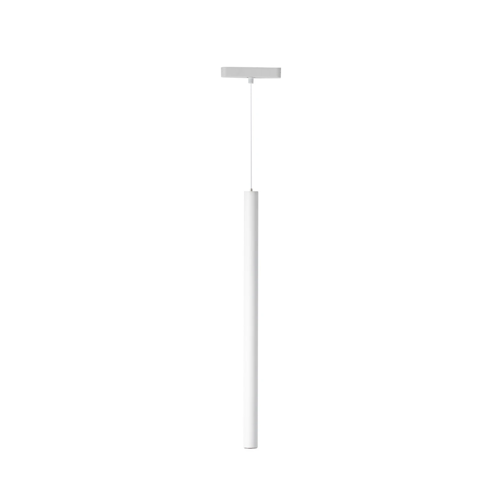 Lindby LED závesné svietidlo Lumaro, biele, Ø 3cm, hliník, 48V, stmievateľné