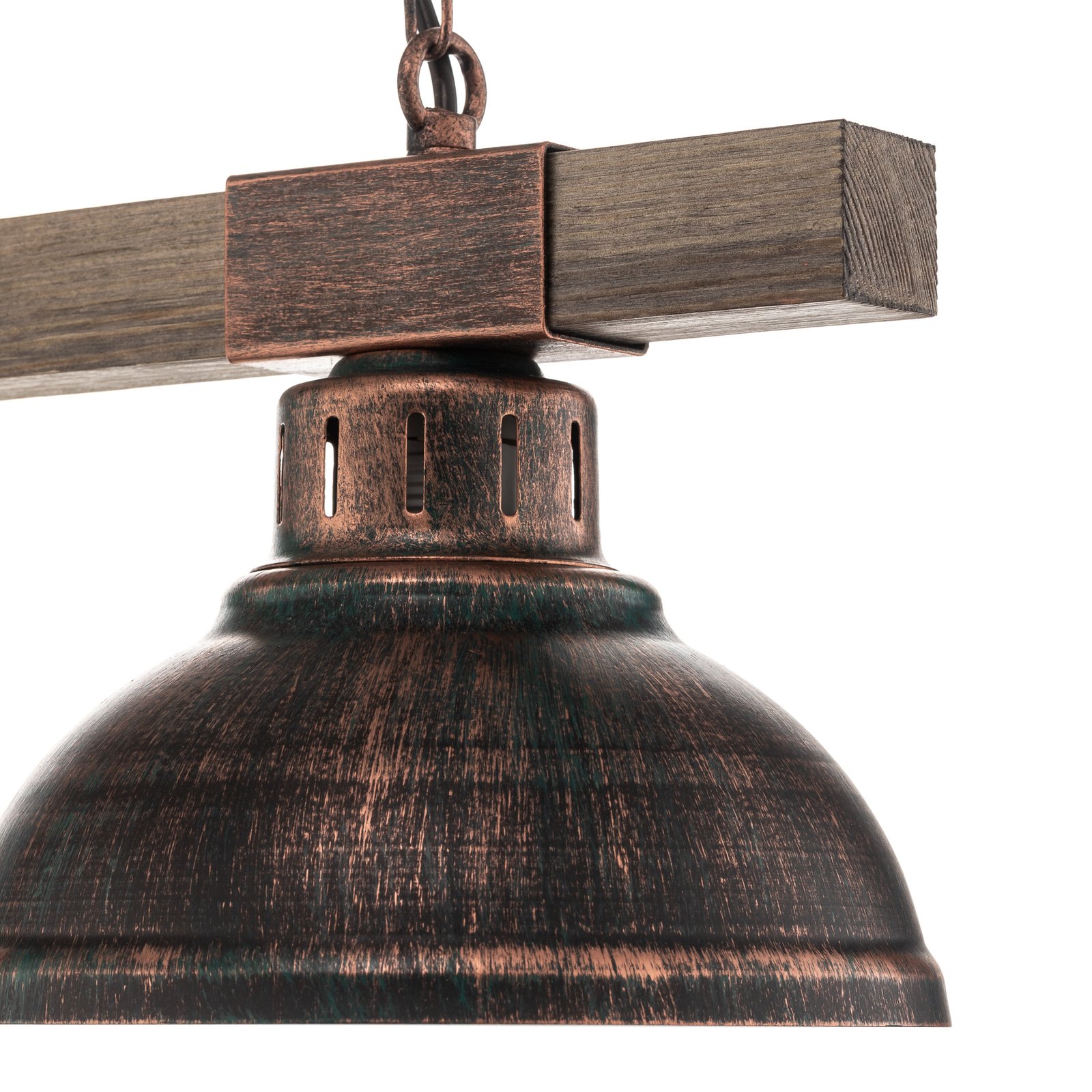Hakon hanglamp 2-lamps roestbruin/naturel hout