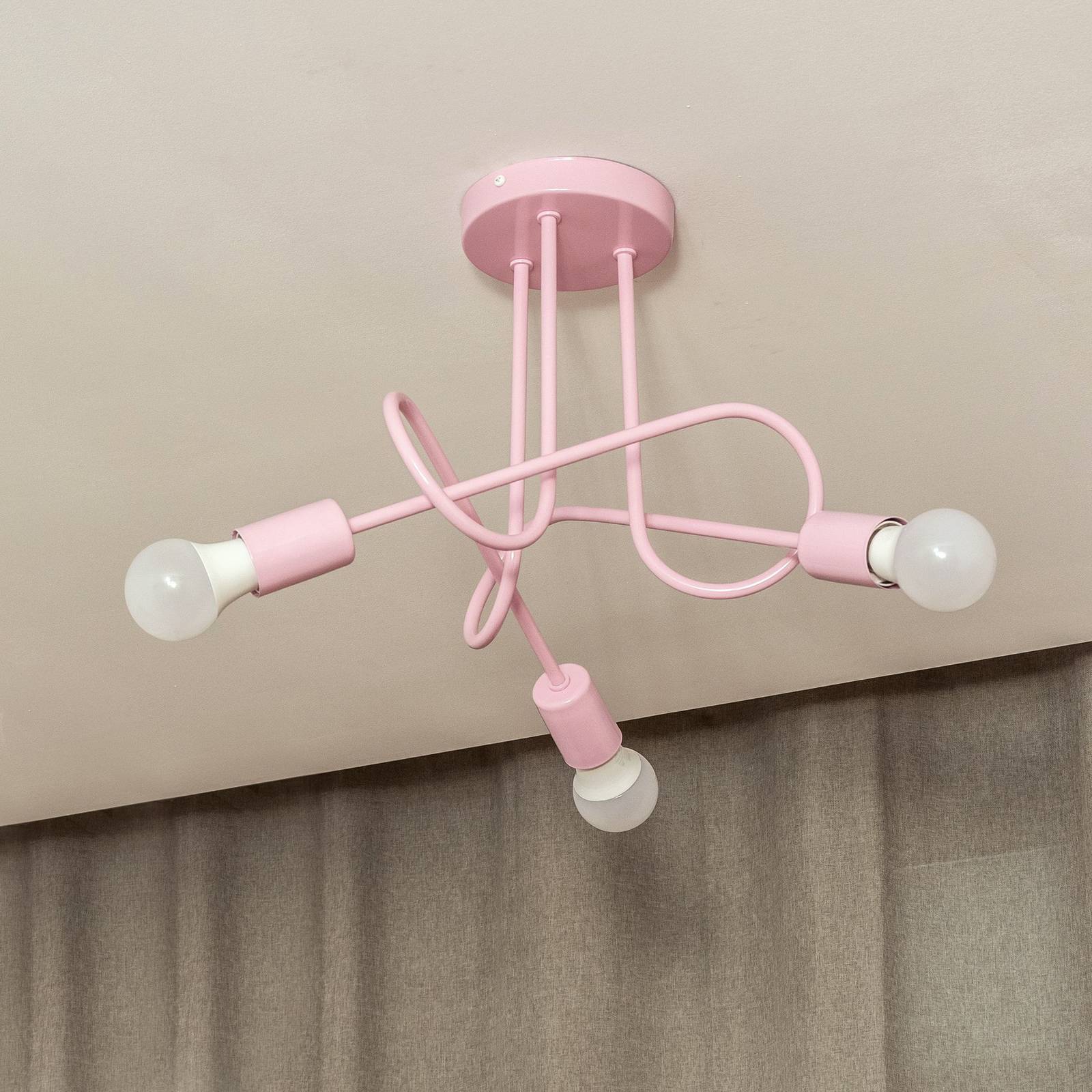 Lampa sufitowa Oxford, jasnoróżowa, Ø 44 cm, metalowa, 3-punktowa