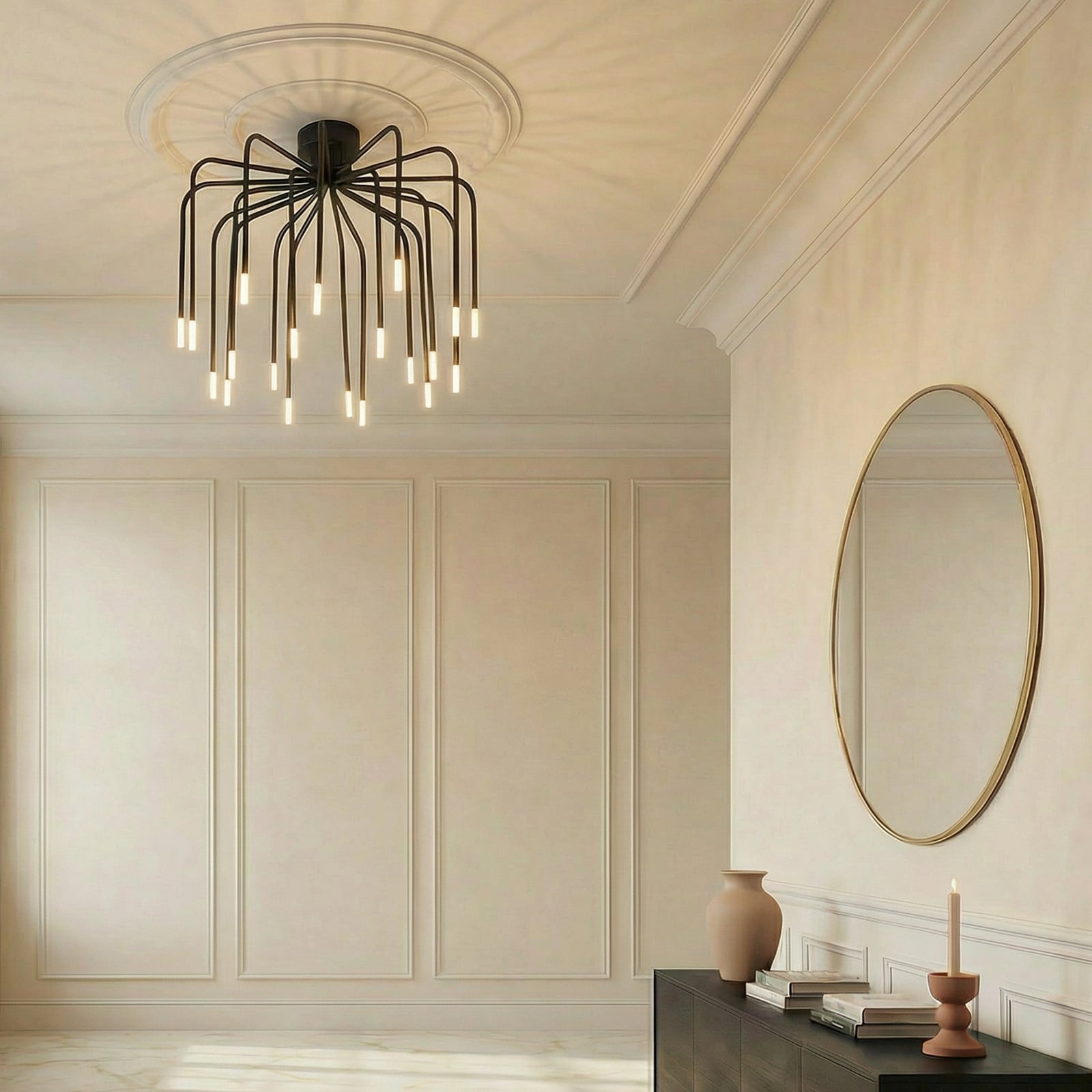 Lucande LED-Deckenlampe Ariadne, Ø57cm, schwarz matt, 20-flg