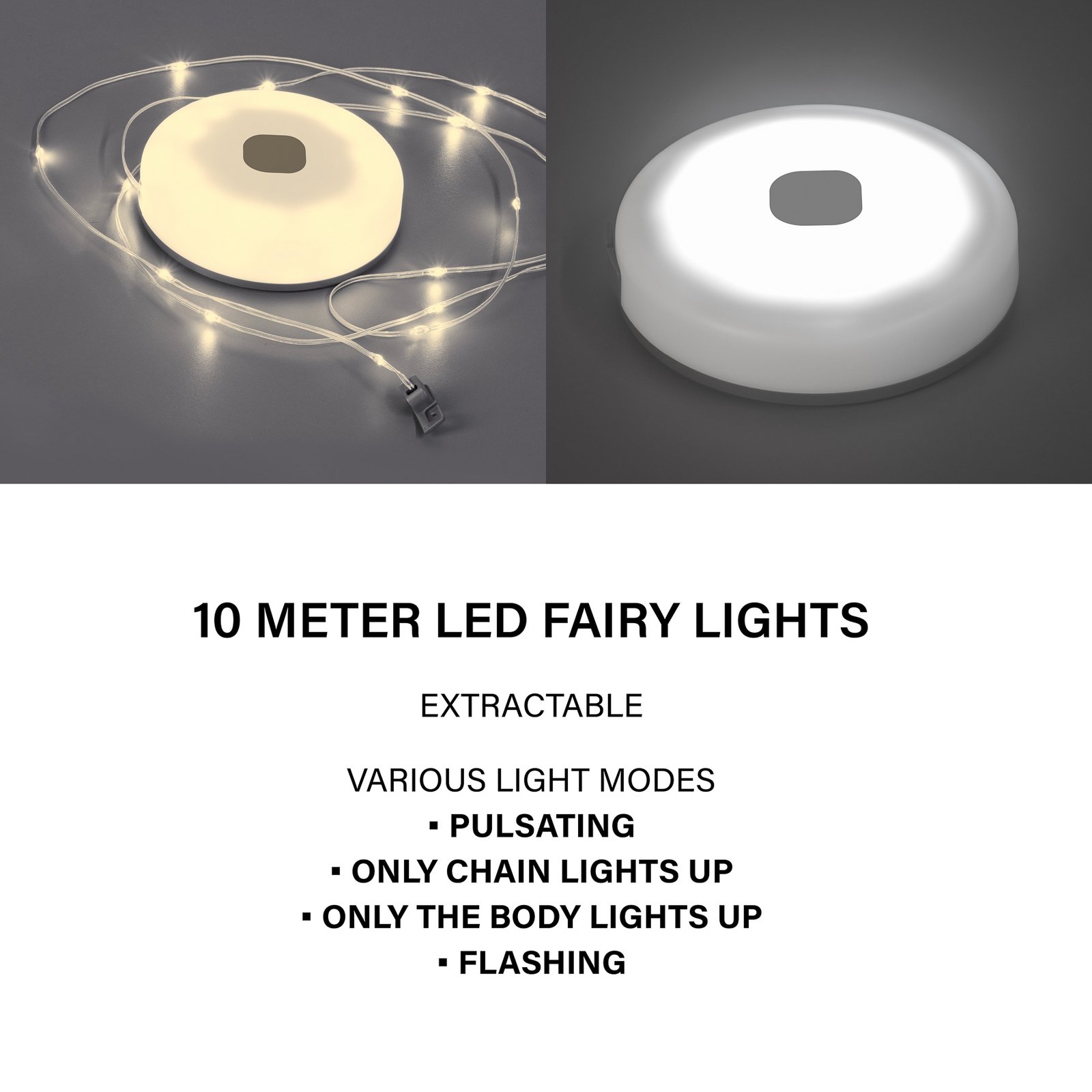 Guirlande lumineuse LED Benni, blanc, 10 m, extensible, batterie Guirlande lumineuse LED Benni, blanc, 10 m, extensible, batterie