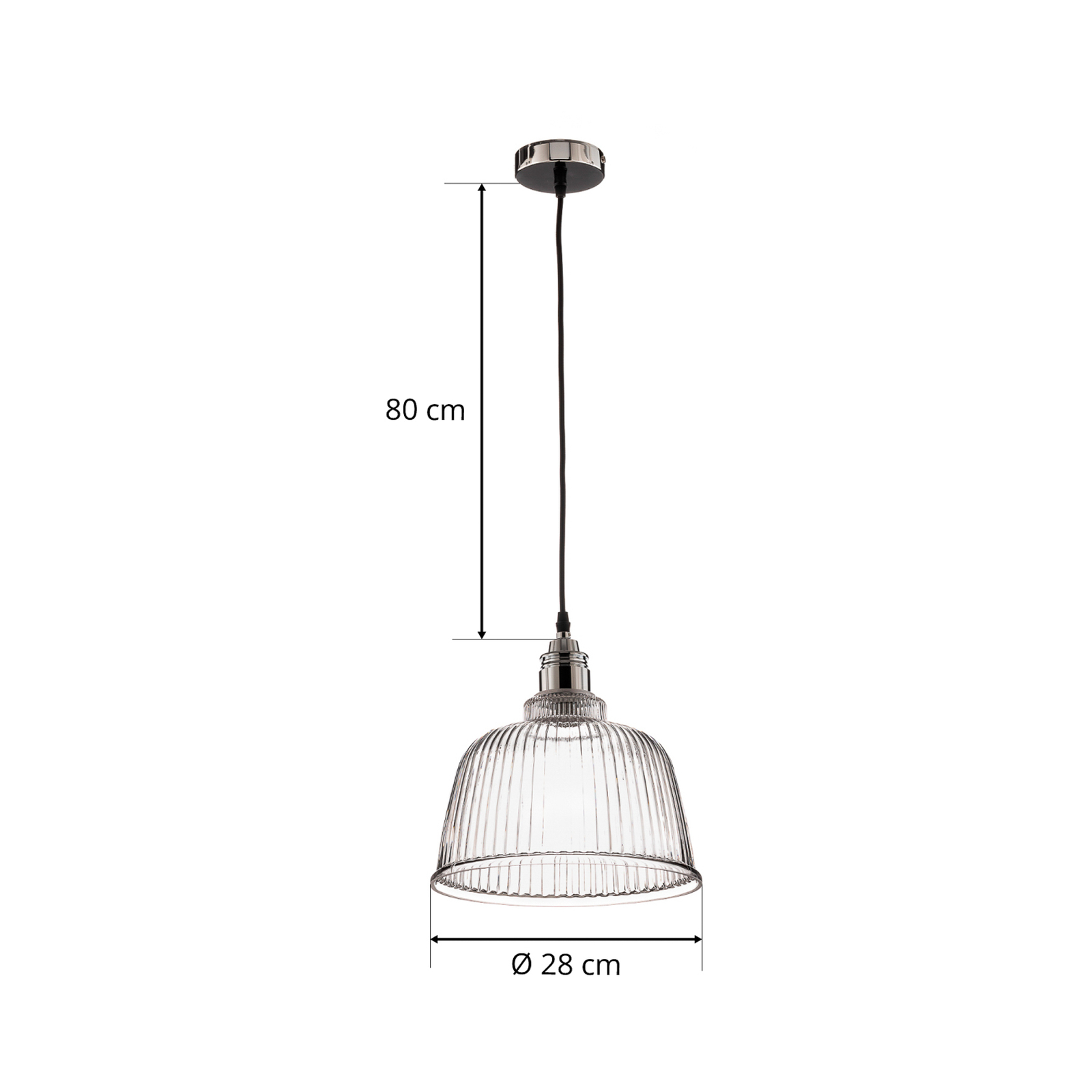 Leana hanging light, clear glass, 1-bulb, chrome