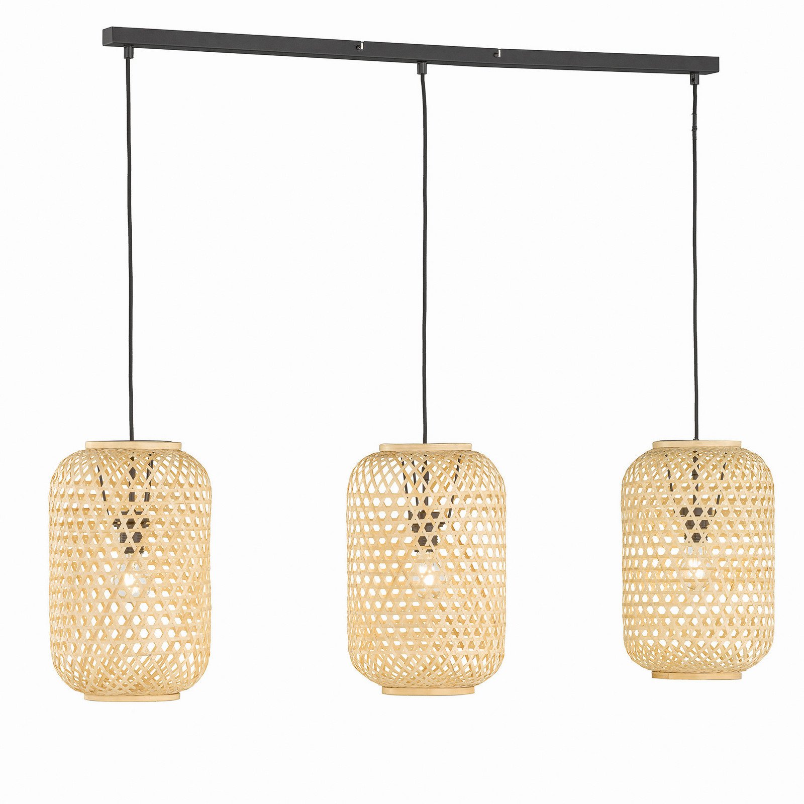 Schöner Wohnen Lampă suspendată Calla 3 becuri naturală - Camera de zi / sufragerie - modern - bambus colorat natural negru