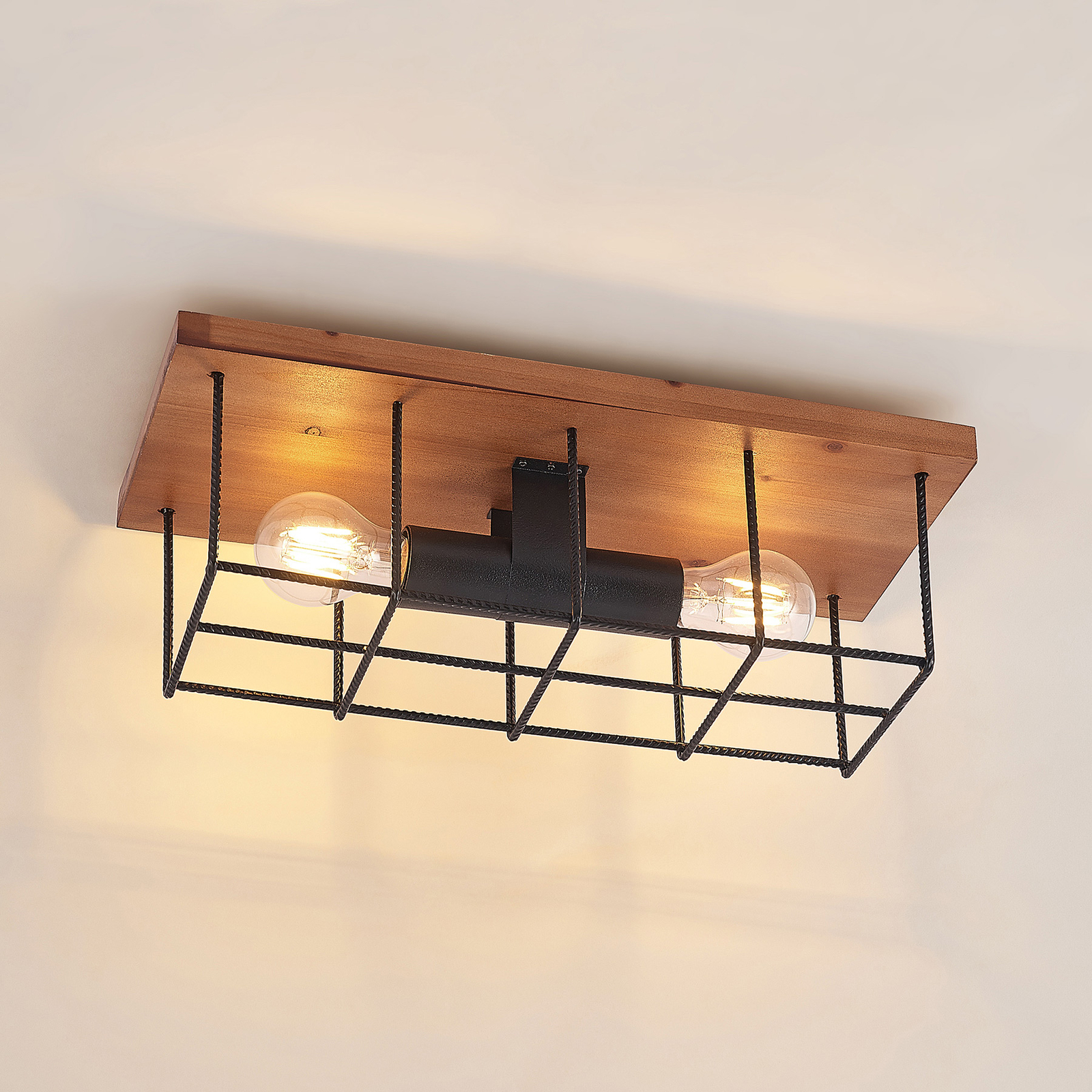 wood cage ceiling light