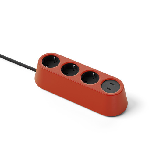 NOMAD BLOCK eluttag ljusrött 3xTypF, USB – Forming Function