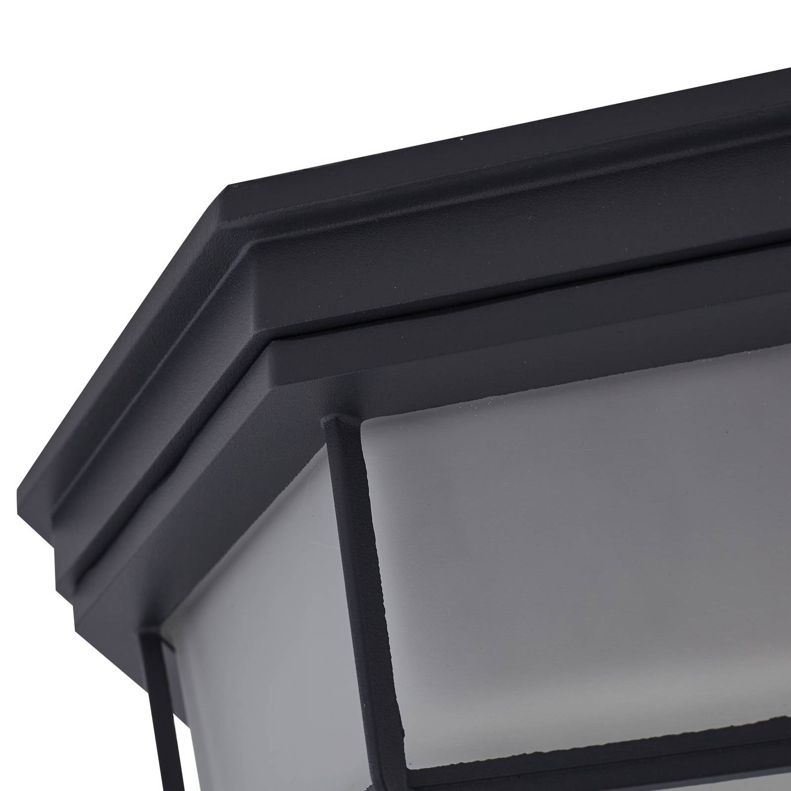 Zewnętrzna lampa sufitowa Lindby Idril, antracyt, metal, Ø 26,5 cm