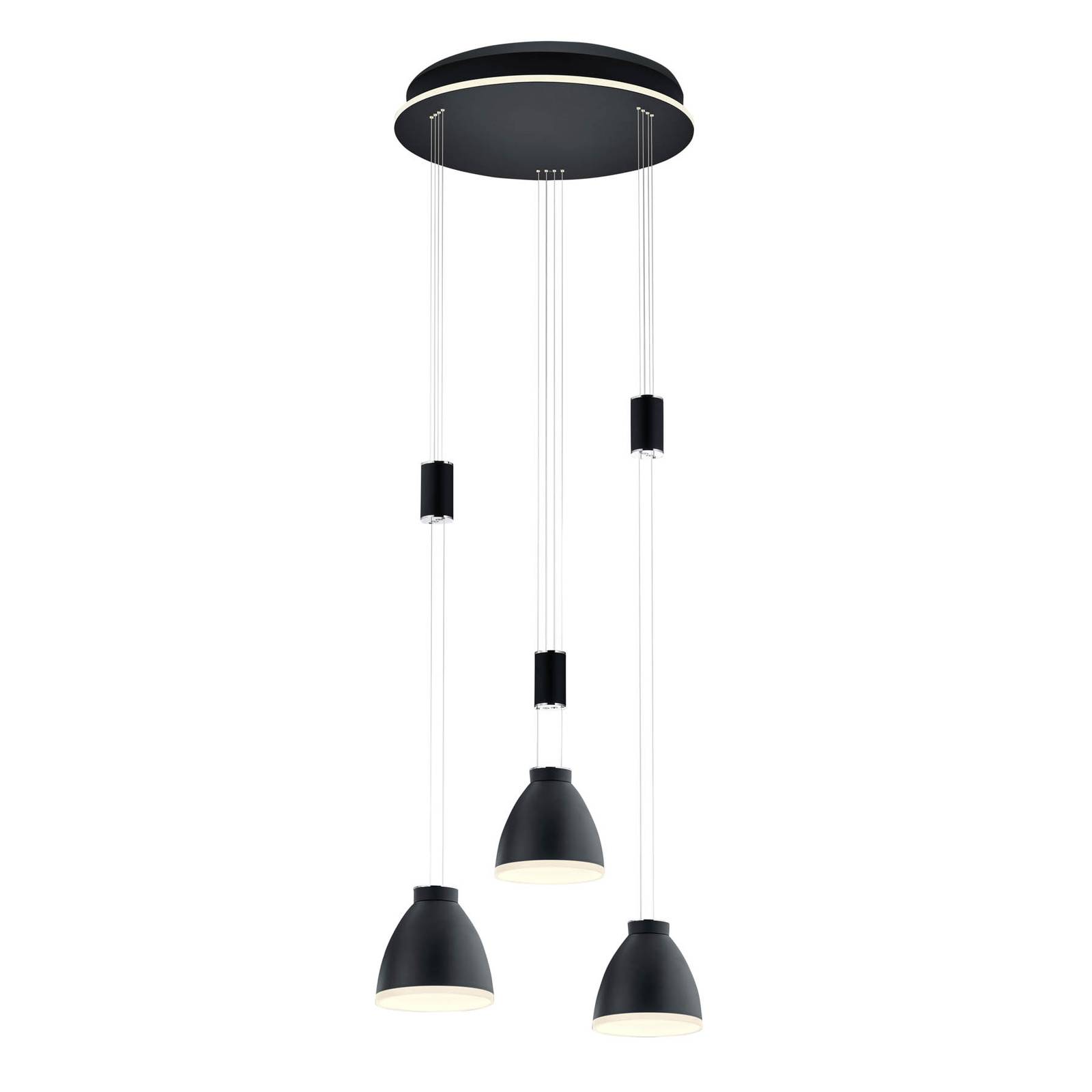 Suspension LED Leni à 3 lampes ronde noire