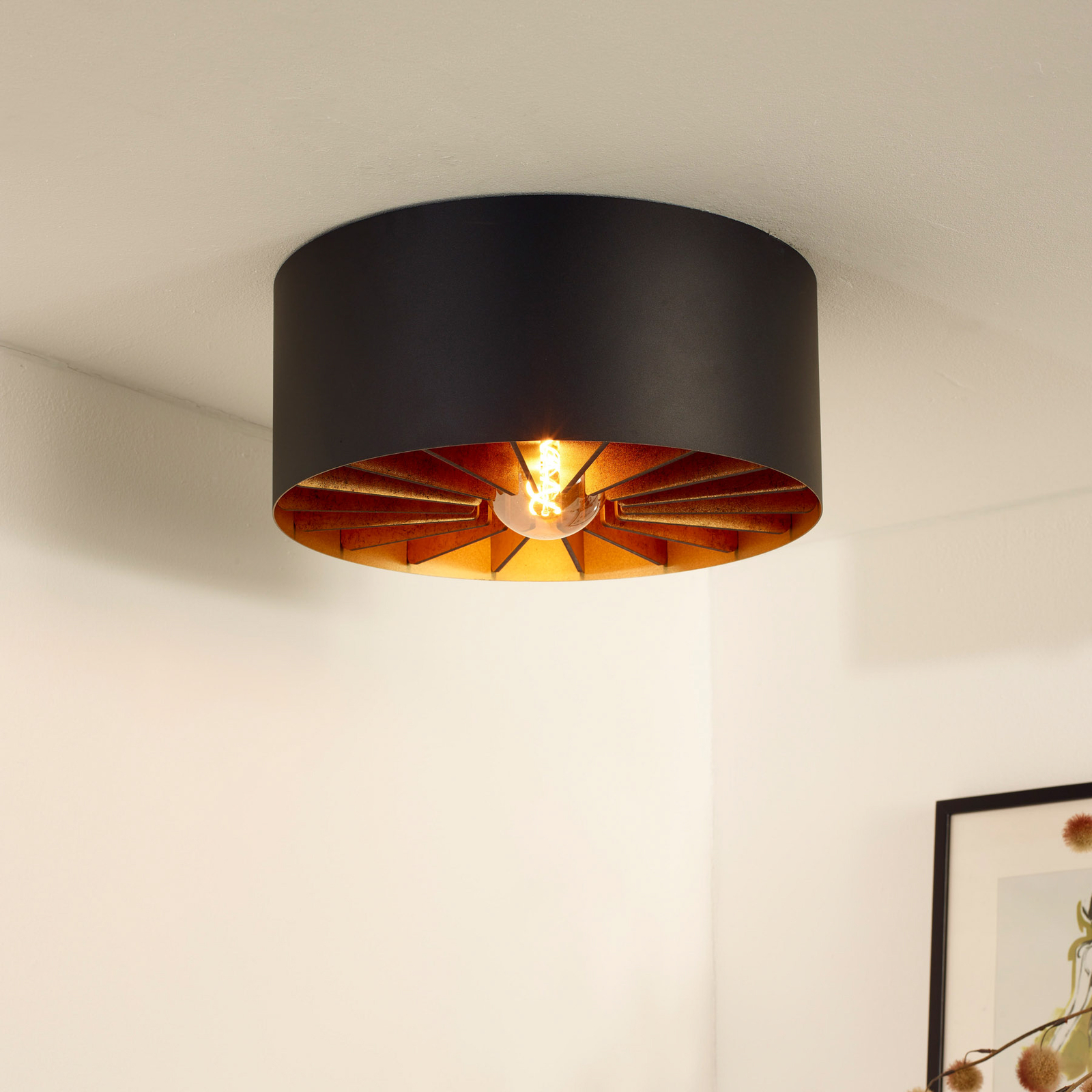 Deckenlampe Zidane in Schwarz/Gold