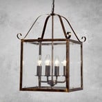 Hanglamp Manto, hoekig, goud antiek, 4-lamps