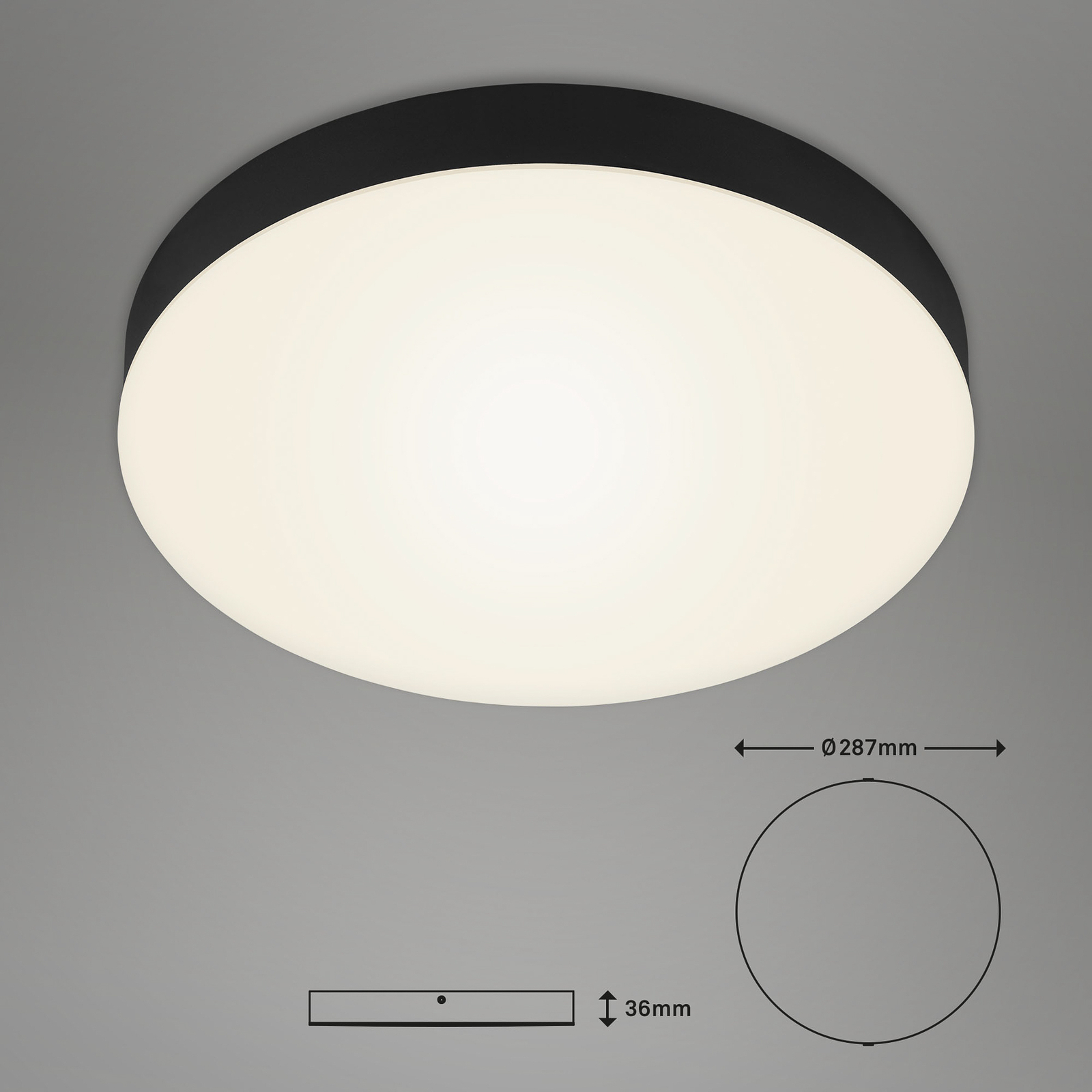 Stropní svítidlo LED Flame, Ø 28,7 cm, černé