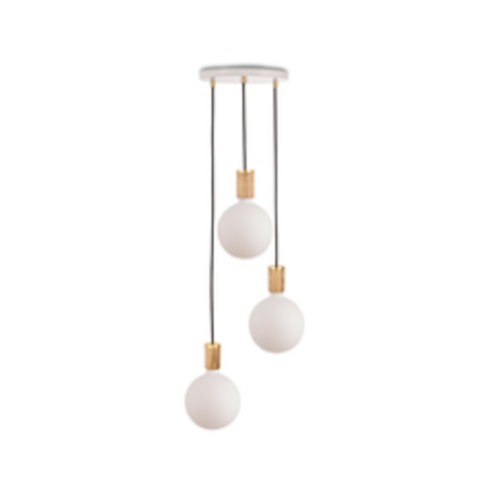 Tala hanglamp Triple Pendel rond, E27 opaal, wit/eikenhout