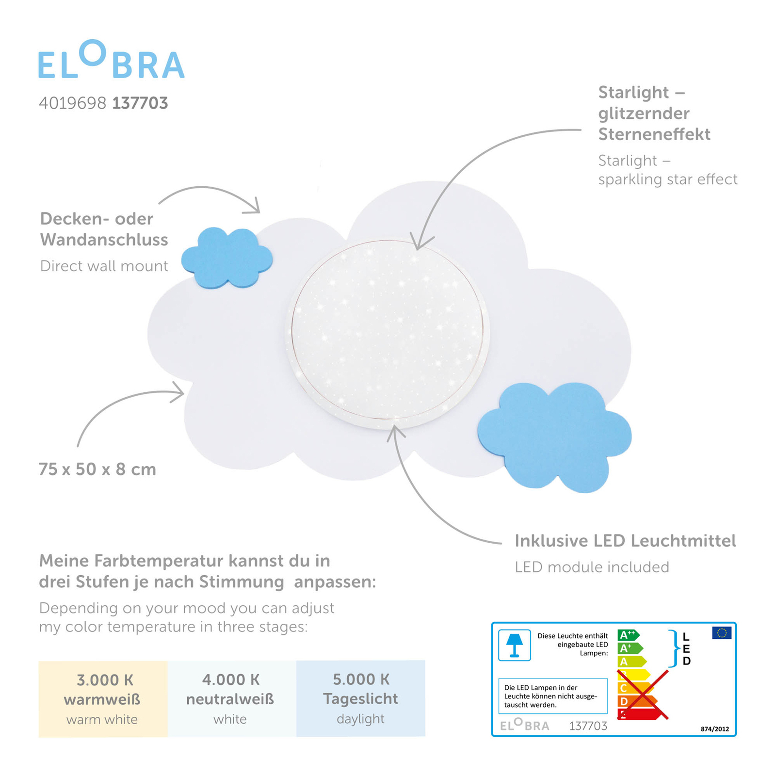 Applique a LED Wolke Starlight