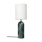 Lampe sur pied Gravity HL, marbre vert, tissu blanc - Gubi
